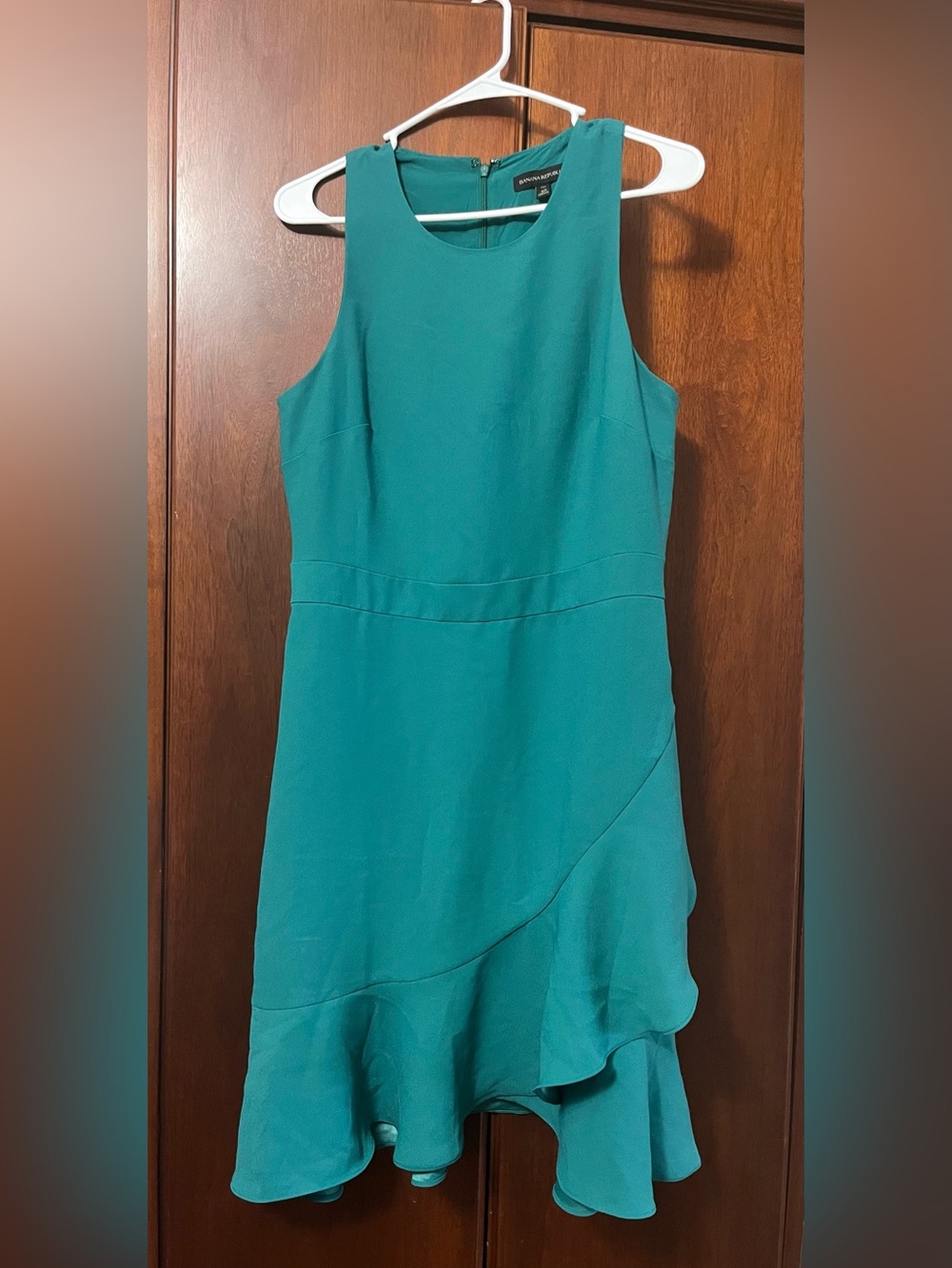 Banana Republic Teal Sleeveless Ruffle Dress